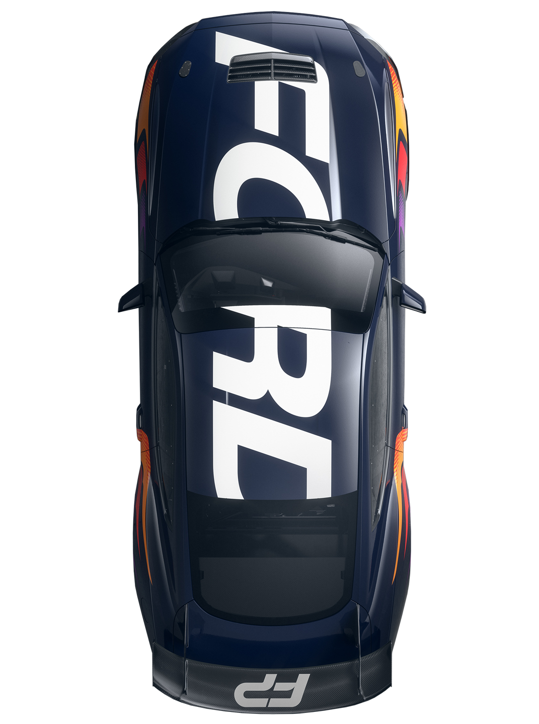 overhead view of racecar